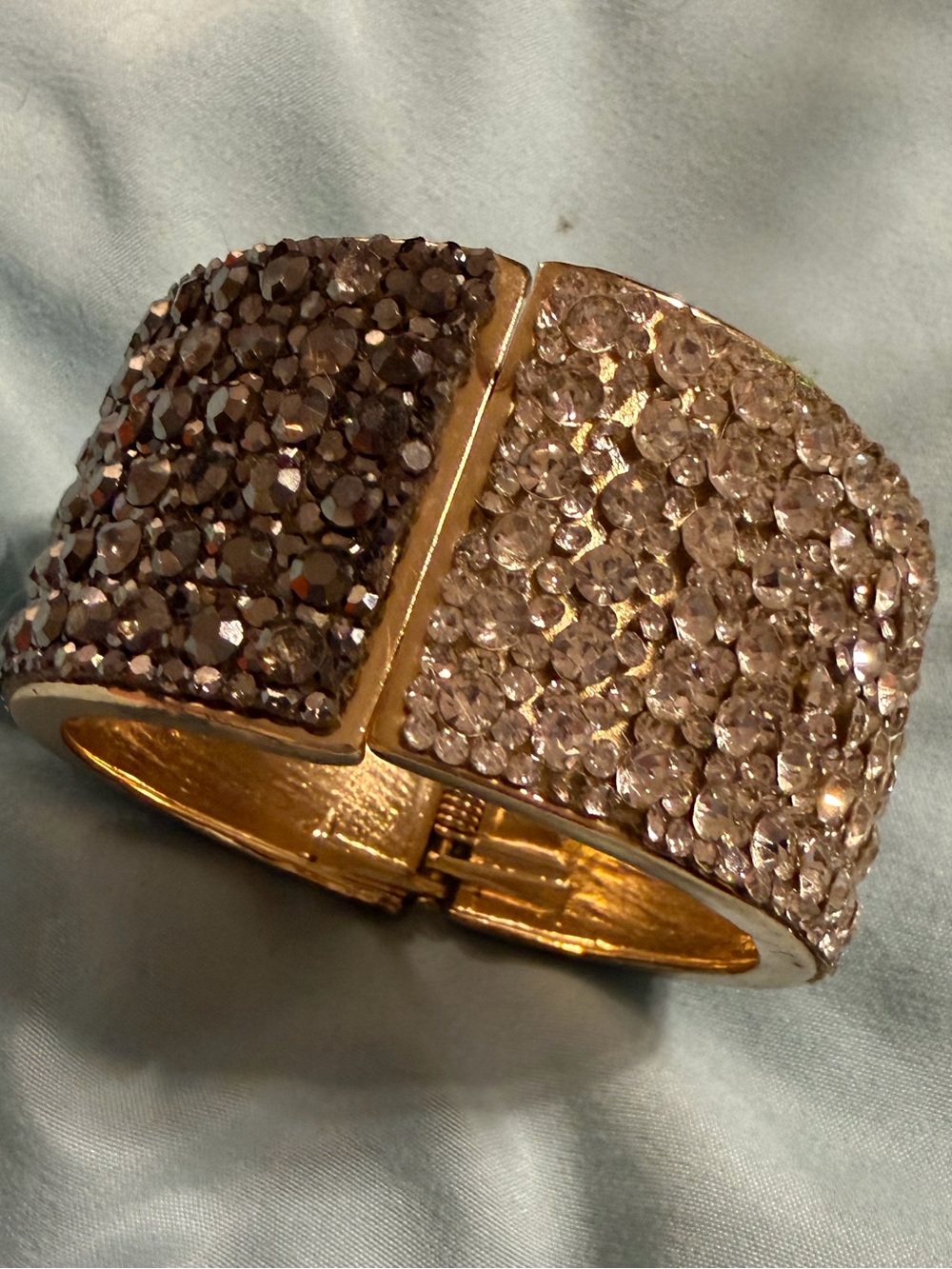 Lia Sophia Two-Tone Crystal Cuff Bracelet | Gold Tone Statement Bracelet